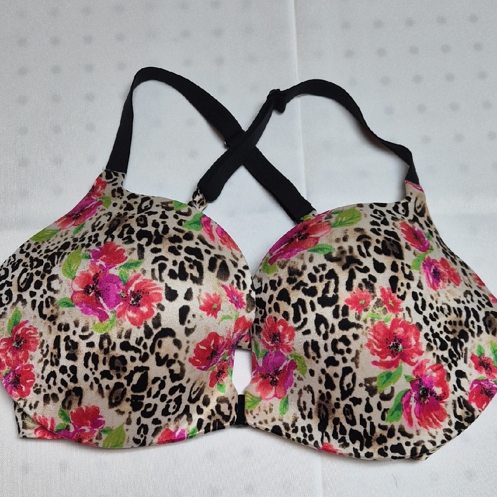 Victoria's Secret Pink Floral and Leopard Push Up Bra 36DD